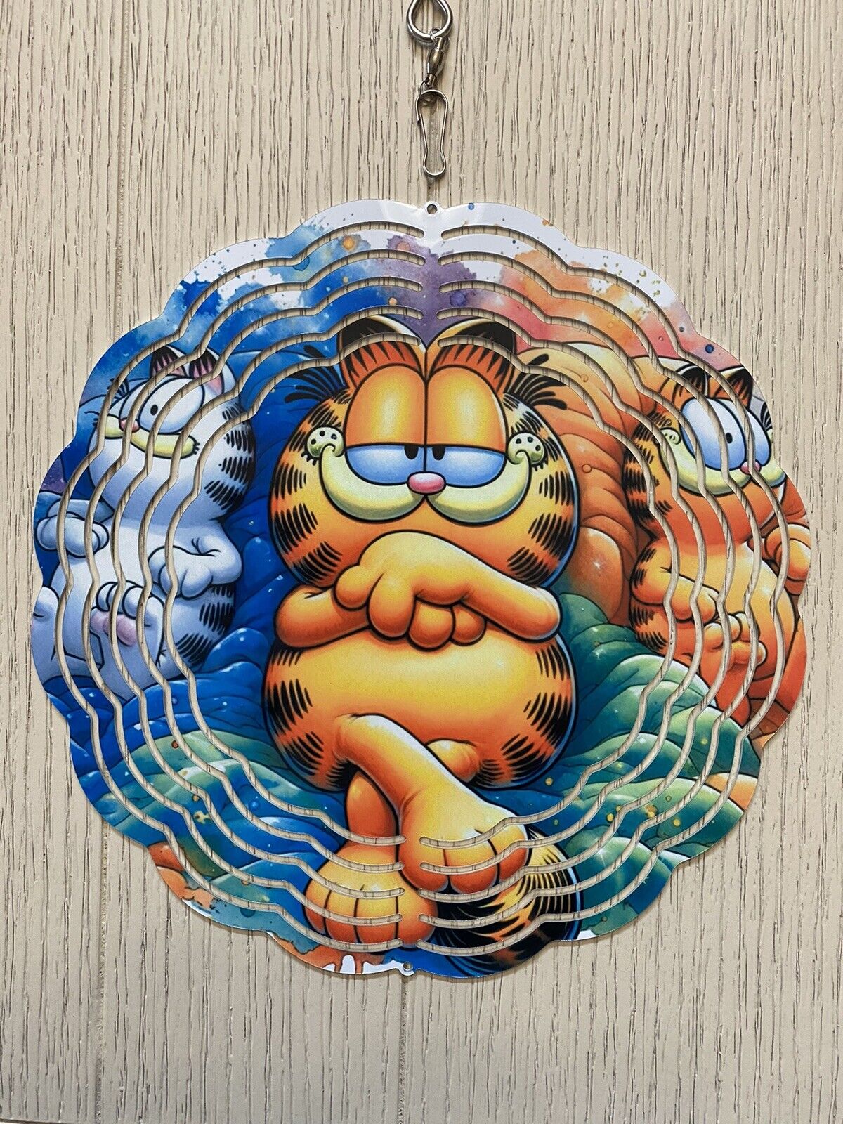 Garfield Inspired Wind Spinner, 8 Inches, Metal