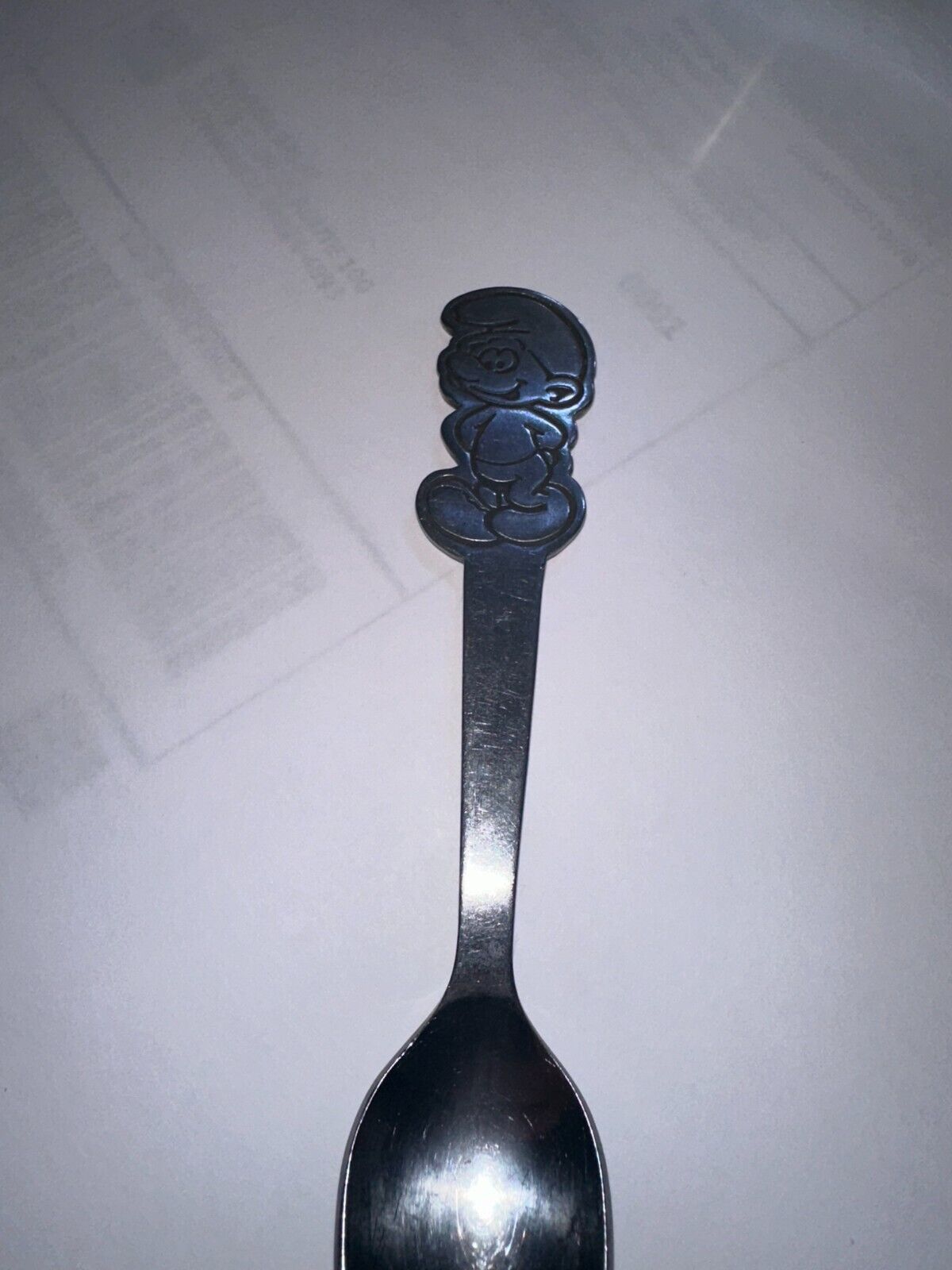 Peyo Danara Vintage Smurf Stamped Baby Spoon Stainless Steel Taiwan 5.5