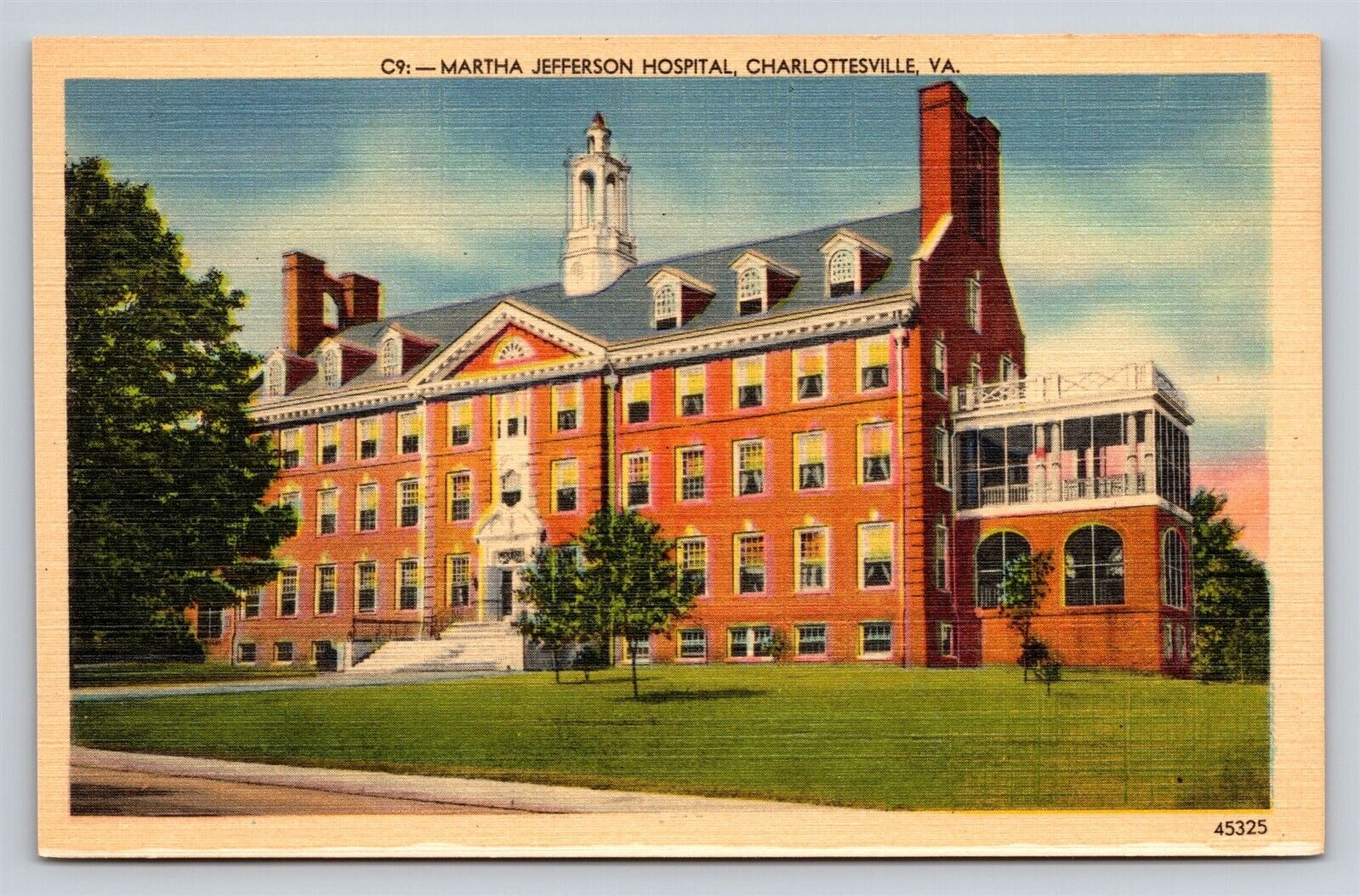 Charlottesville VA Virginia Martha Jefferson Hospital Vintage Postcard 