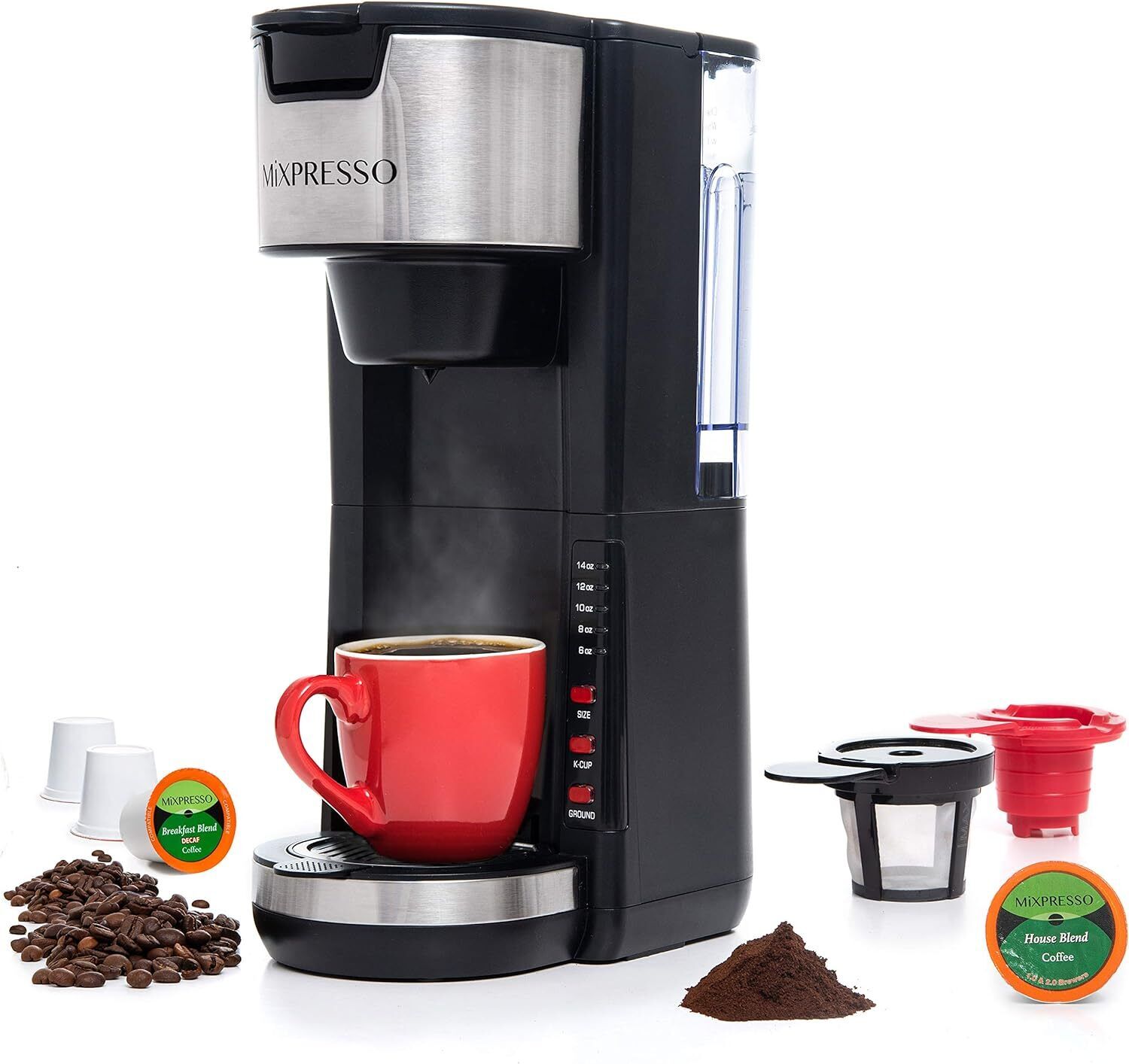 Single Serve Coffee Brewer K-Cup Pods Compatible & Ground Coffee