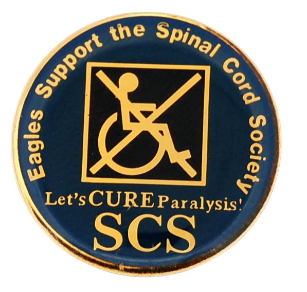 Eagles Support The Spinal Cord Society Lapel Pin Let's Cure Paralysis SCS