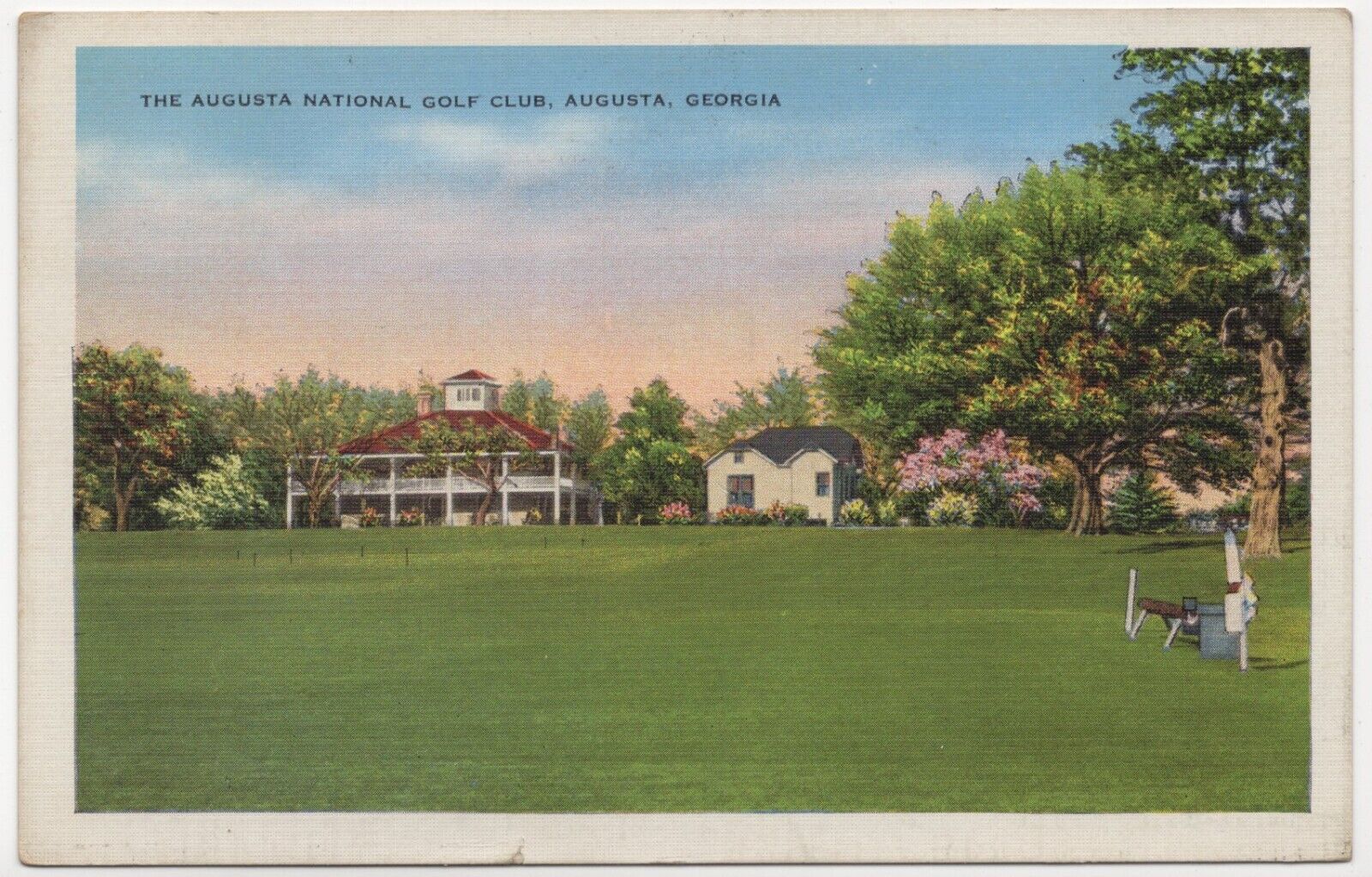 Augusta National Golf Club Georgia GA Rare View Posted 1936 Linen Postcard