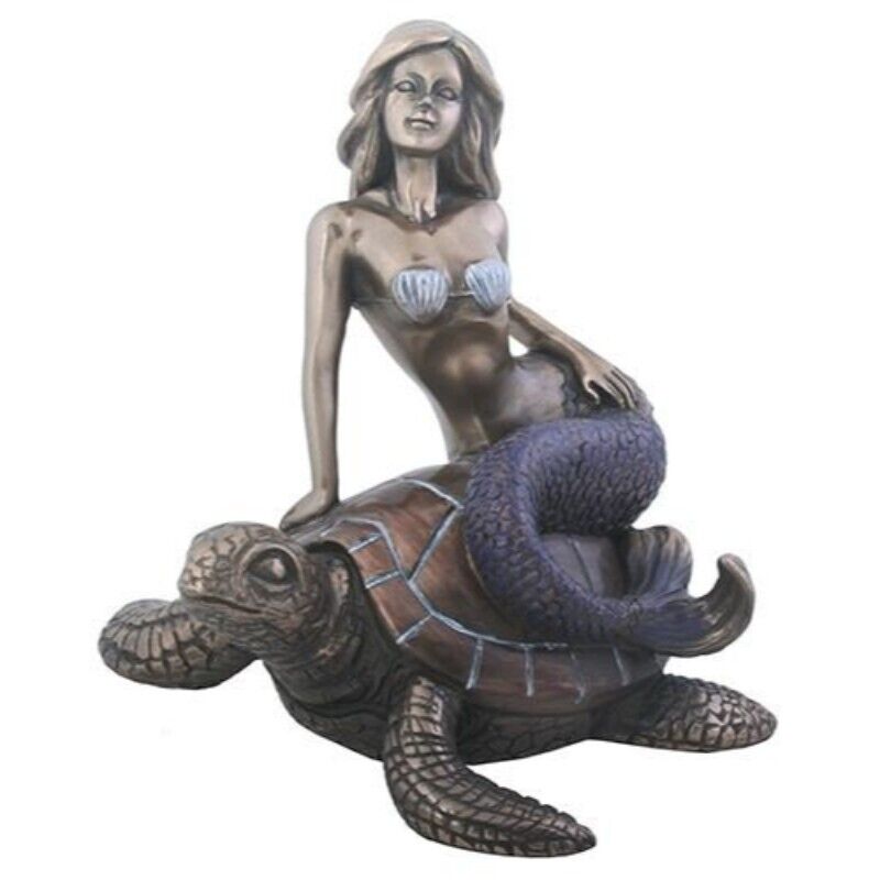 PT Decorative Resin Mermaid on a Sea Turtle  Statue