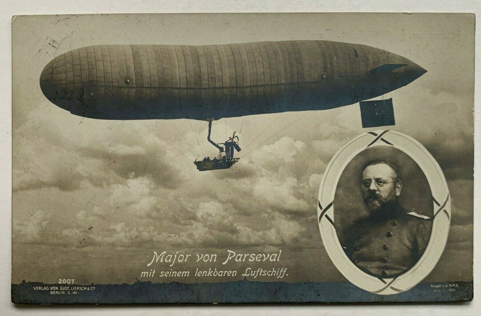 1909 RPPC Postcard Frankfurt Germany Exhibition Parseval Airship zeppelin