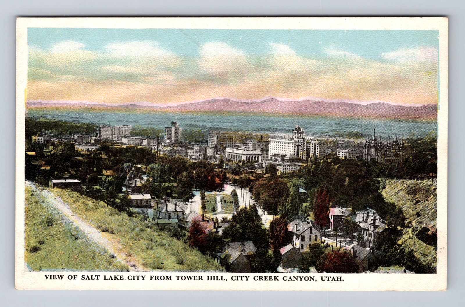 City Creek Canyon UT-Utah, Aerial Salt Lake City, Antique, Vintage Postcard