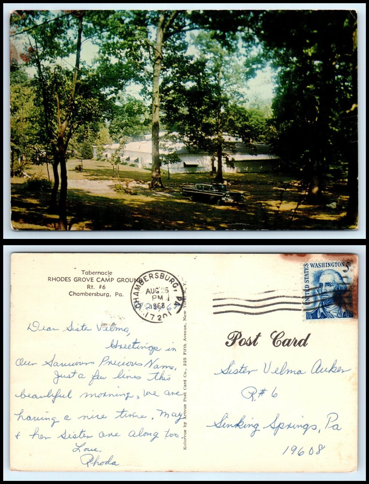 PENNSYLVANIA Postcard - Chambersburg, Rhodes Grove Camp Ground R11