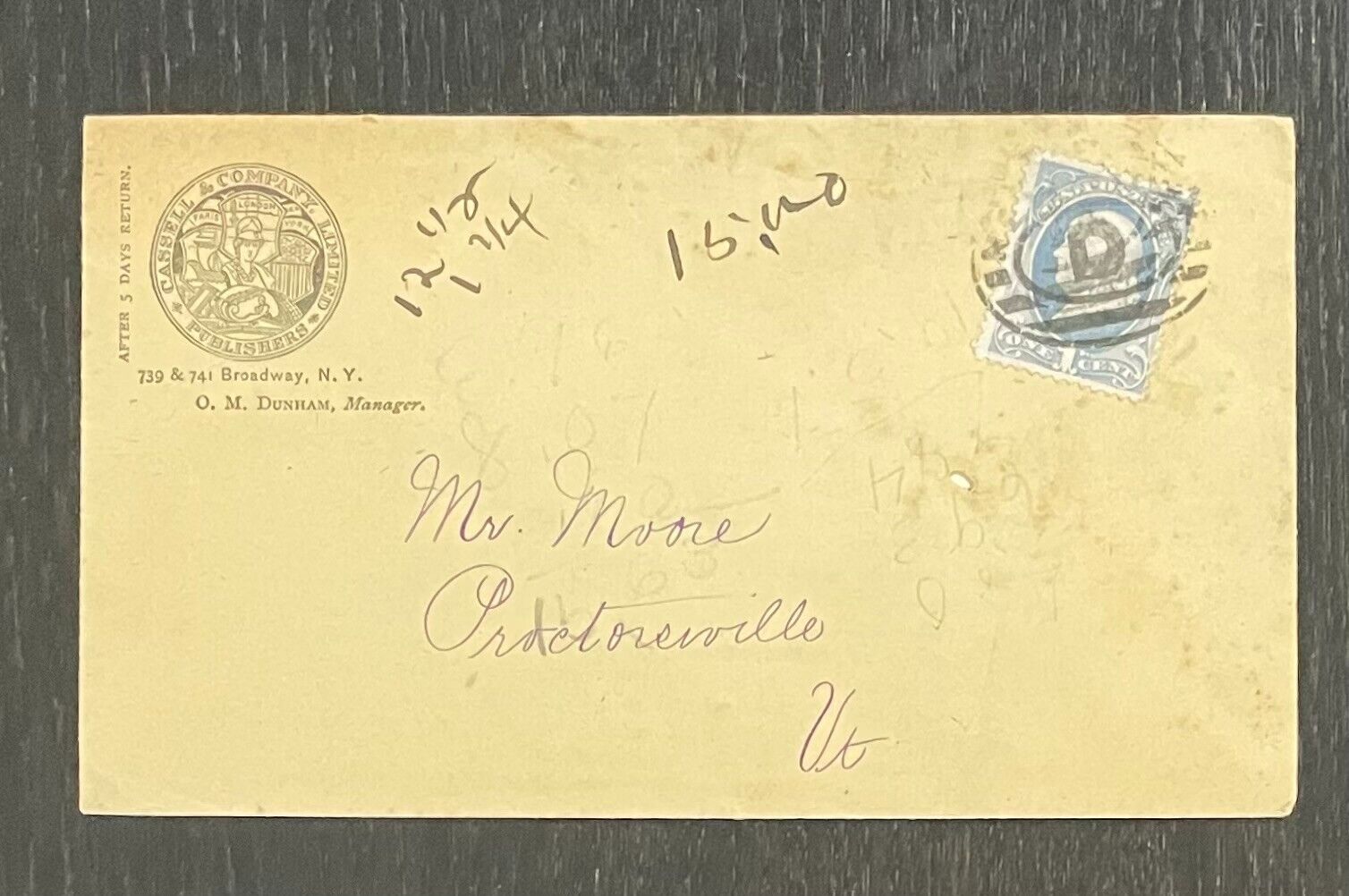 CASSELL & COMPANY PUBLISHERS 1870s STAMPED COVER & LETTER