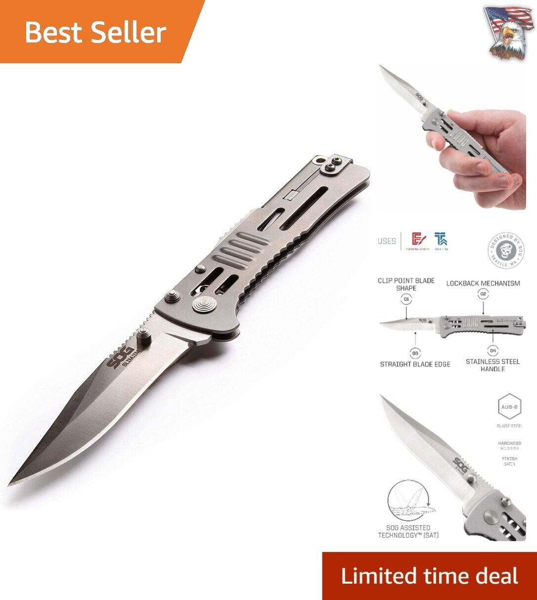 AUS-8 Stainless Steel Pocket Knife - SlimJim Compact Blade for Everyday Carry