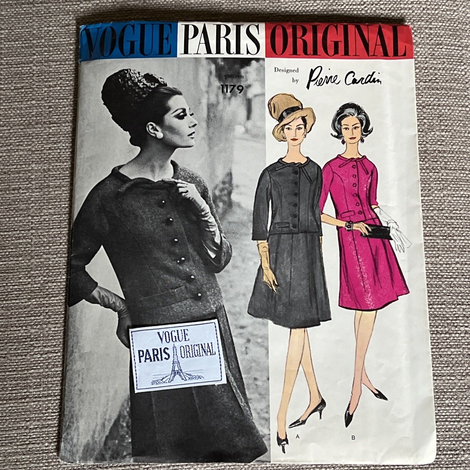 60s VOGUE PARIS ORIGINAL Sewing Pattern PIERRE CARDIN 1179 SUIT UNCUT Sz 12 = 4