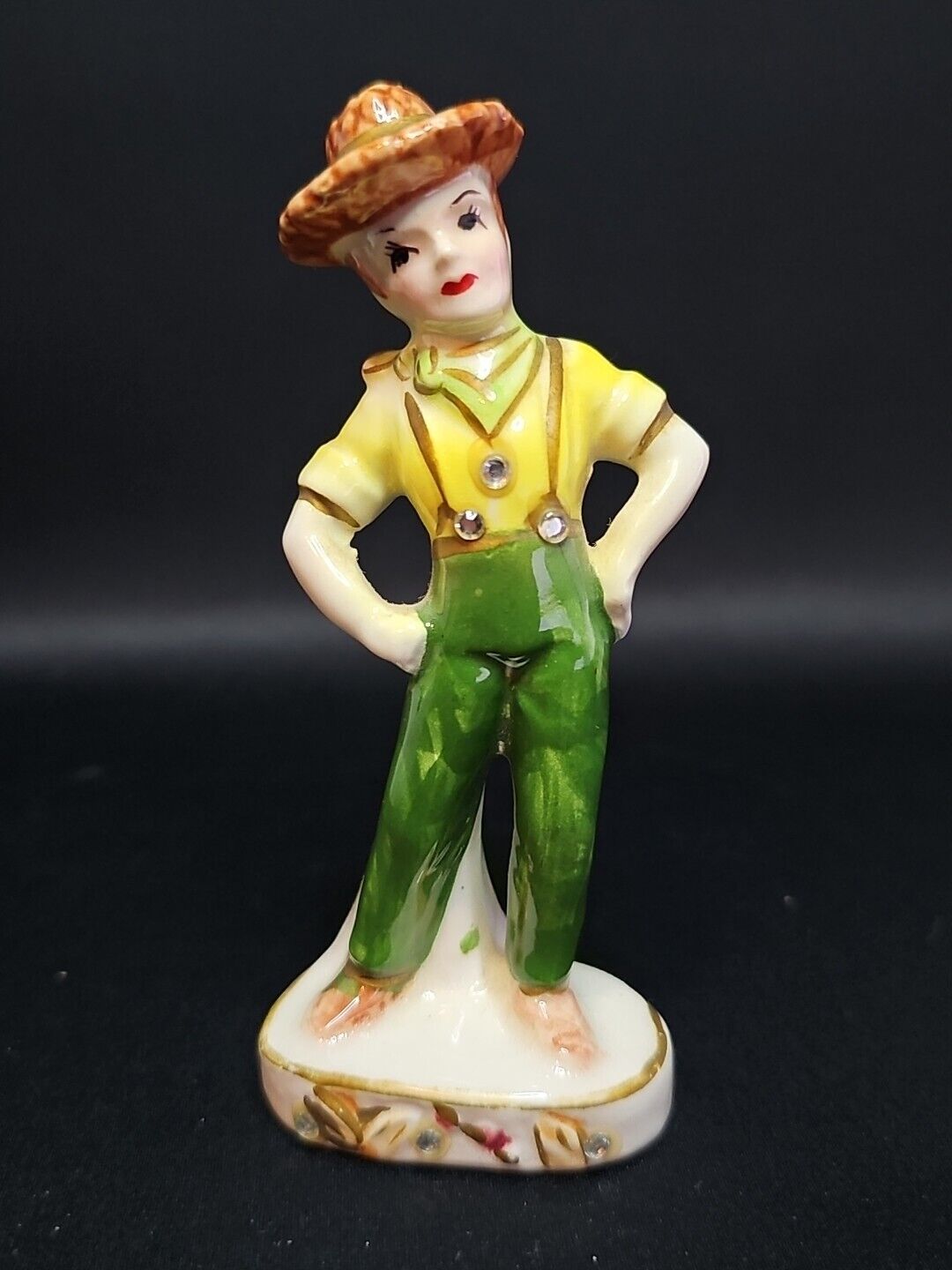 Vintage 1950s Kreiss Co Country Farmer Figurine - Missing Feather in Hat