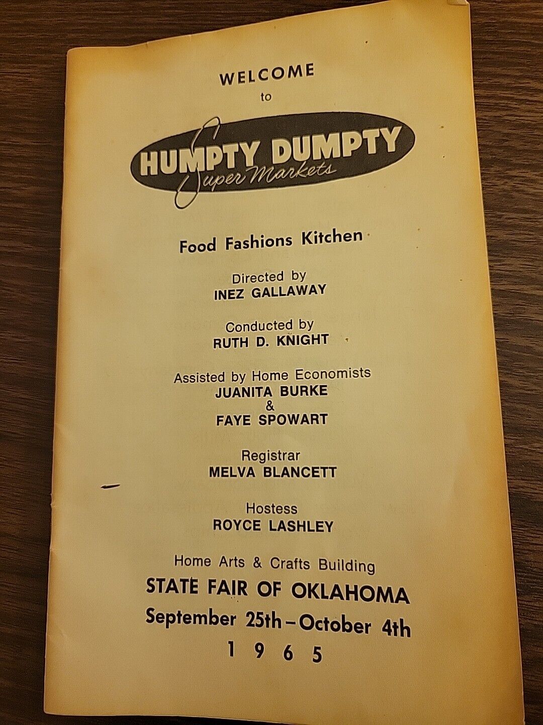 1965 Oklahoma State Fair - HUMPTY DUMPTY SUPER MARKETS Recipe Booklet