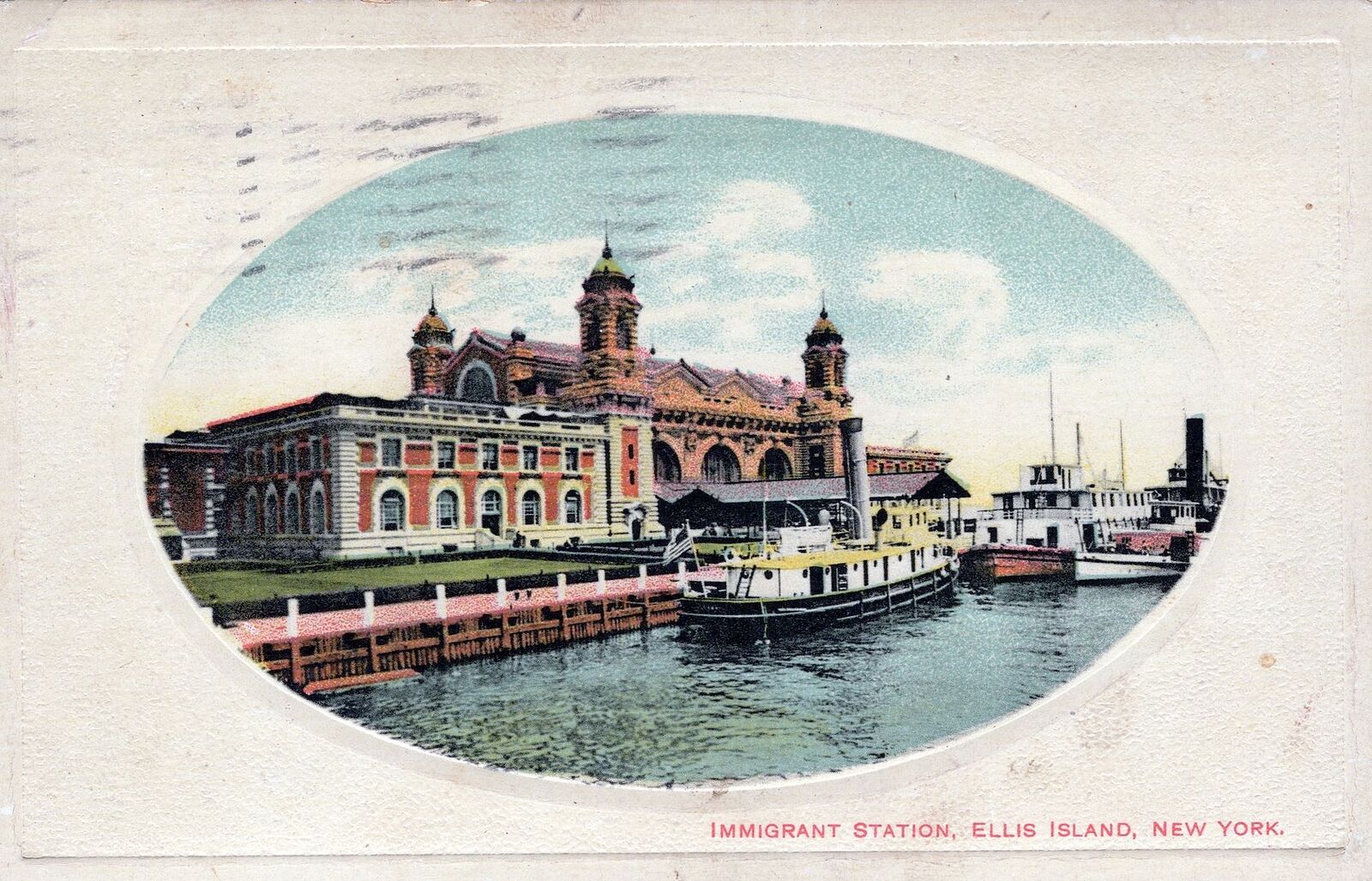 NEW YORK CITY - Ellis Island Immigrant Station Postcard - 1909