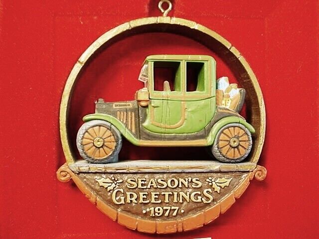 Hallmark Ornament 1977 Season's Greetings Antique Car Tree Trimmer Collection