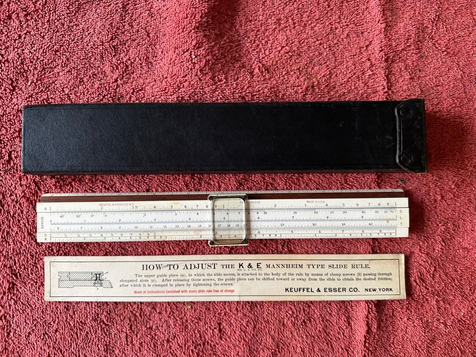 Vintage 1915 Keuffel & Esser Slide Ruler With Case 4053-3F Polyphase Mannheim