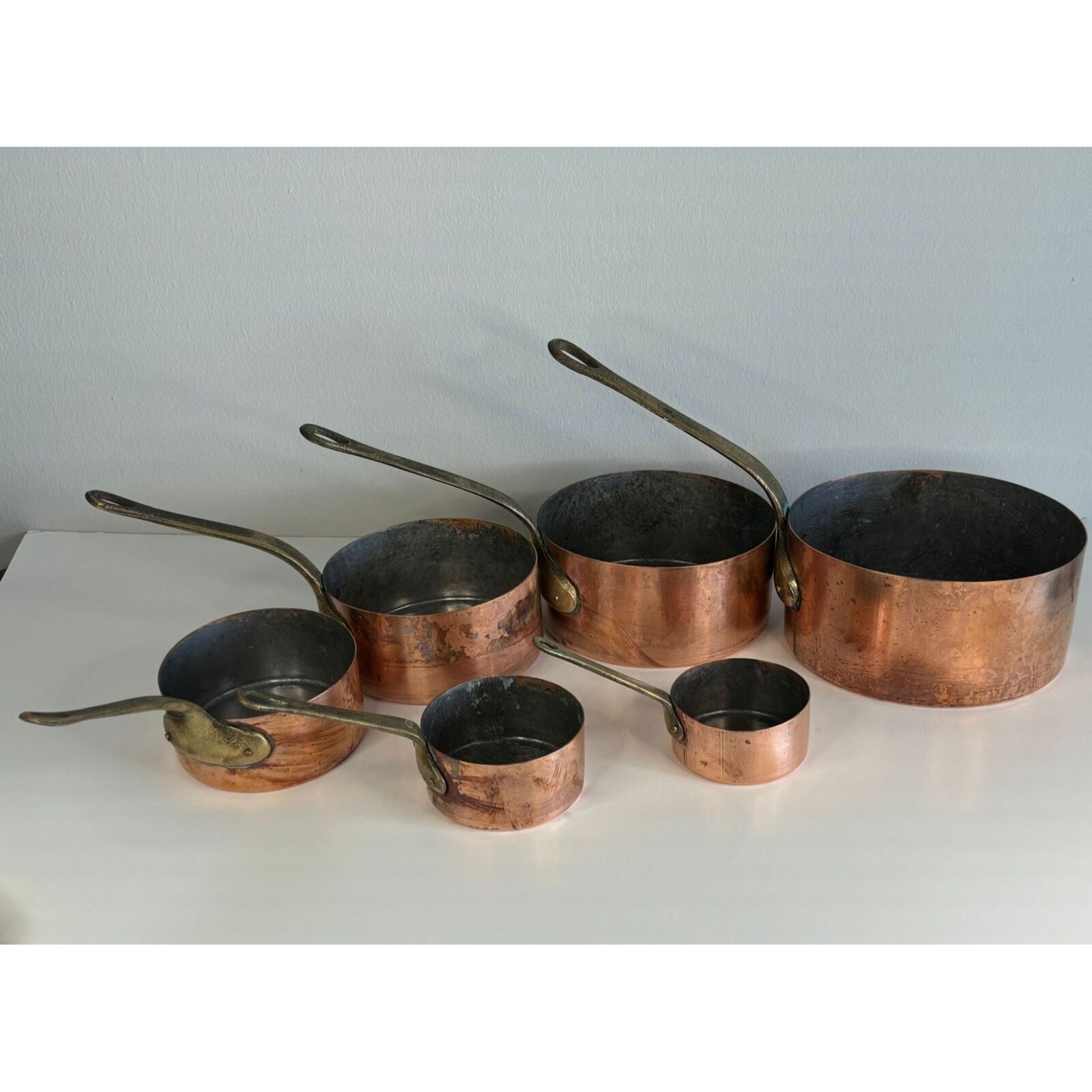 Vintage Set of 6 Copper Pots Cookware Copper Size Different Size