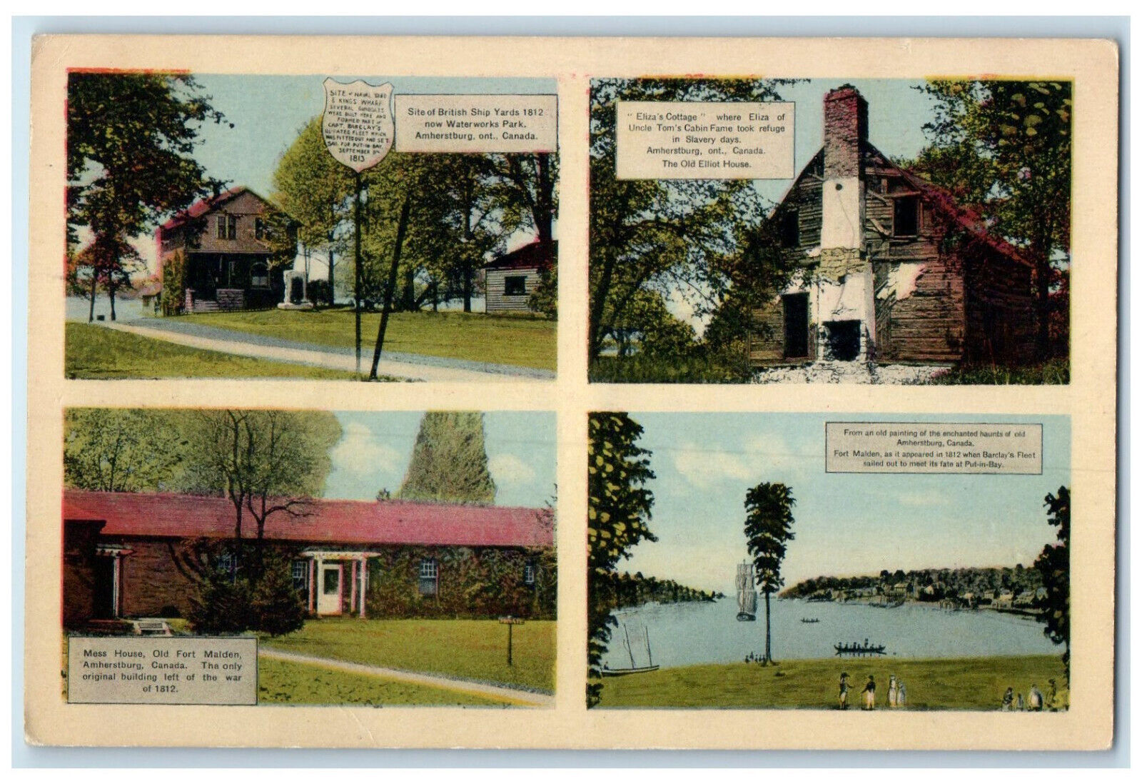 c1940\'s Mess House Eliza Cottage Amherstburg Ontario Canada Multiview Postcard