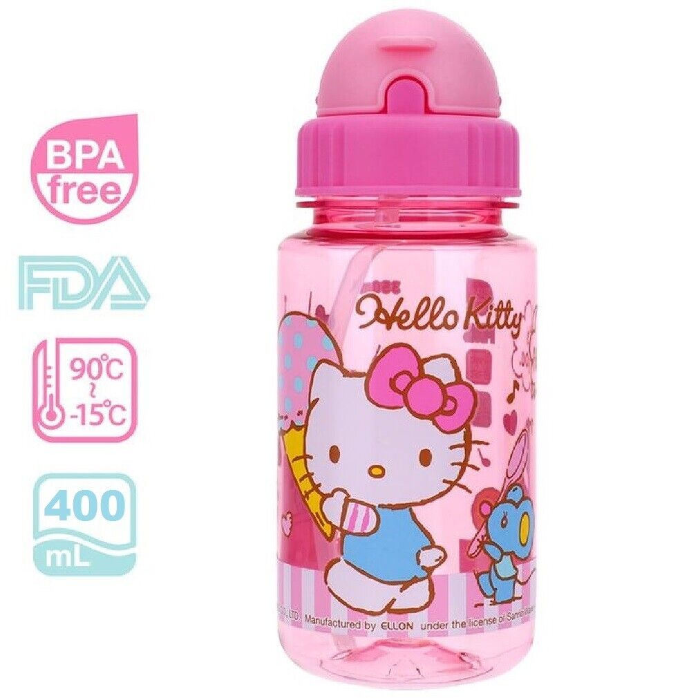 Hello Kitty ECOZEN BPA Free Non-Phthalate Straw Water Bottle Kids Baby