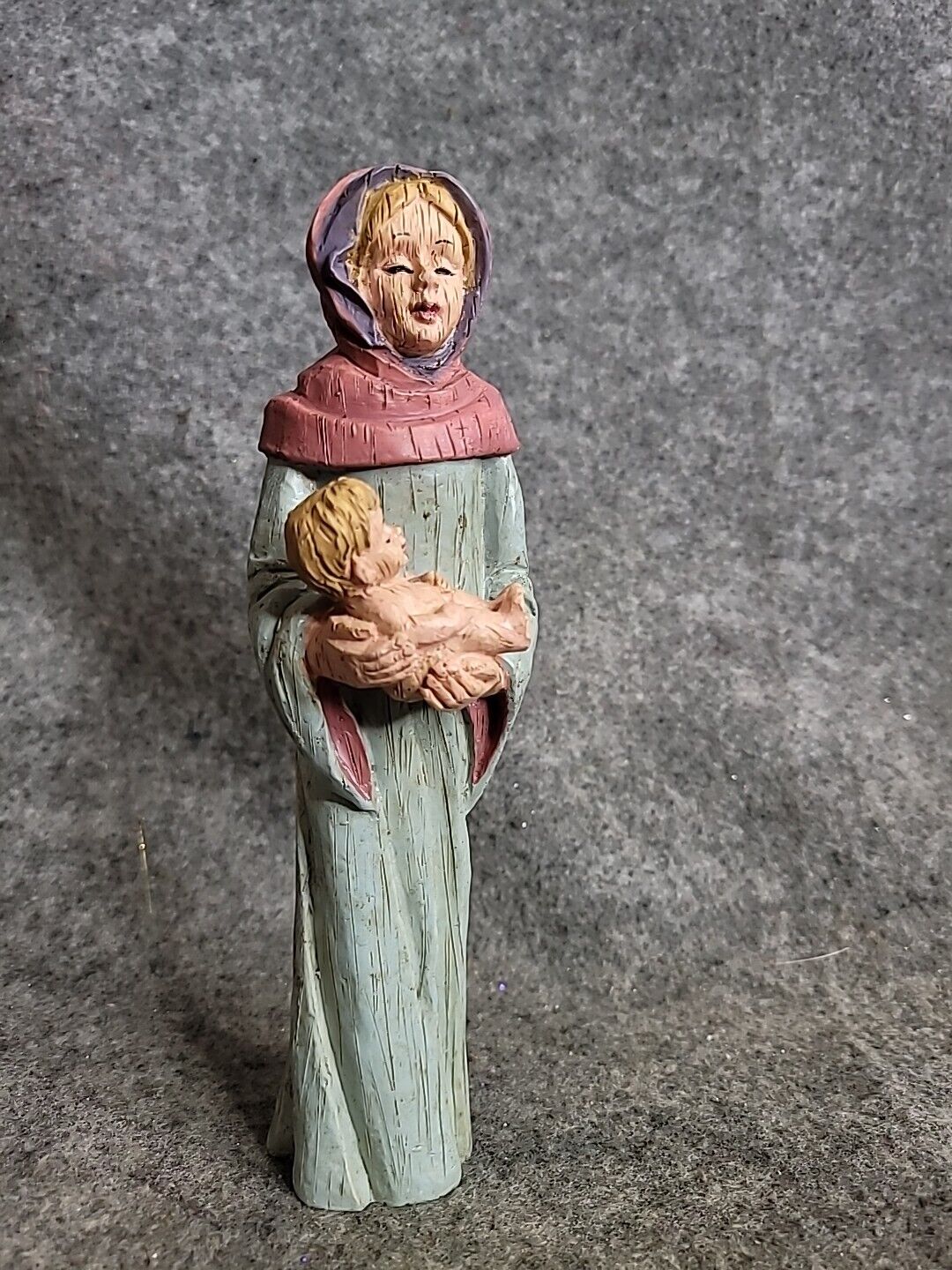 Brinnco Ceramic Woman Mary with Baby Jesus Figurine Robe Wrapped Head Home Decor