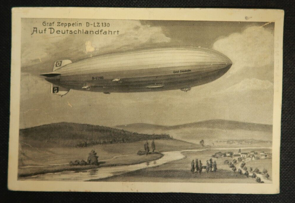 Graf Zeppelin D-LZ130 German Postcard Blimp Airship Christened in 1938