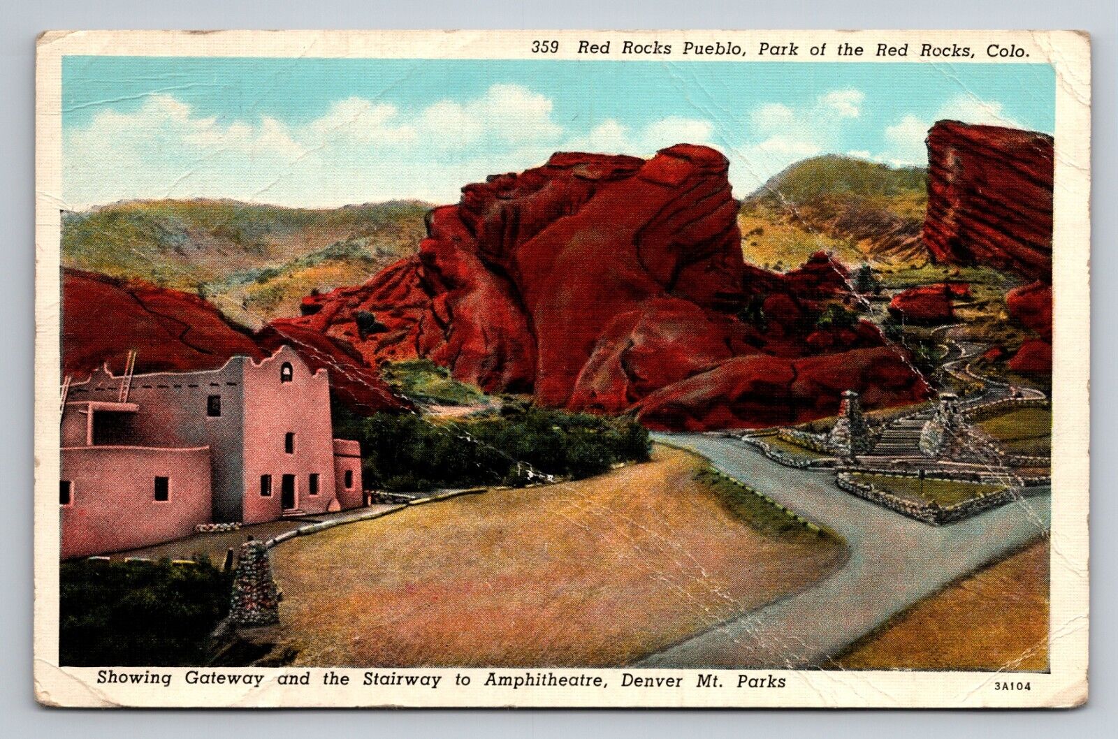 Park Of Red Rock's Denver Colorado Vintage Posted 1938 Postcard