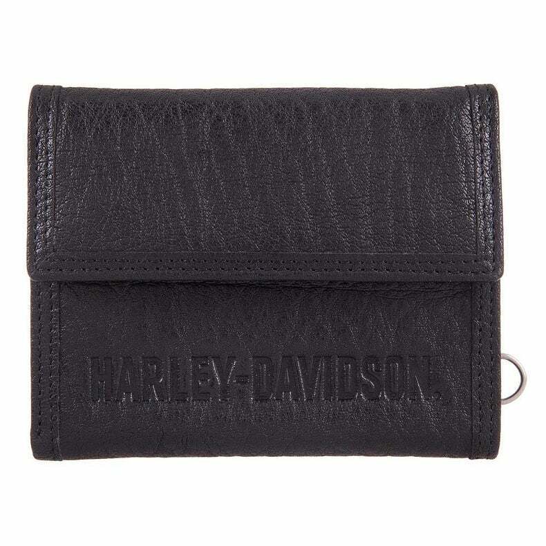 Harley-Davidson™ Mens Asphalt Tri-Fold Genuine Leather RFID Wallet NEW