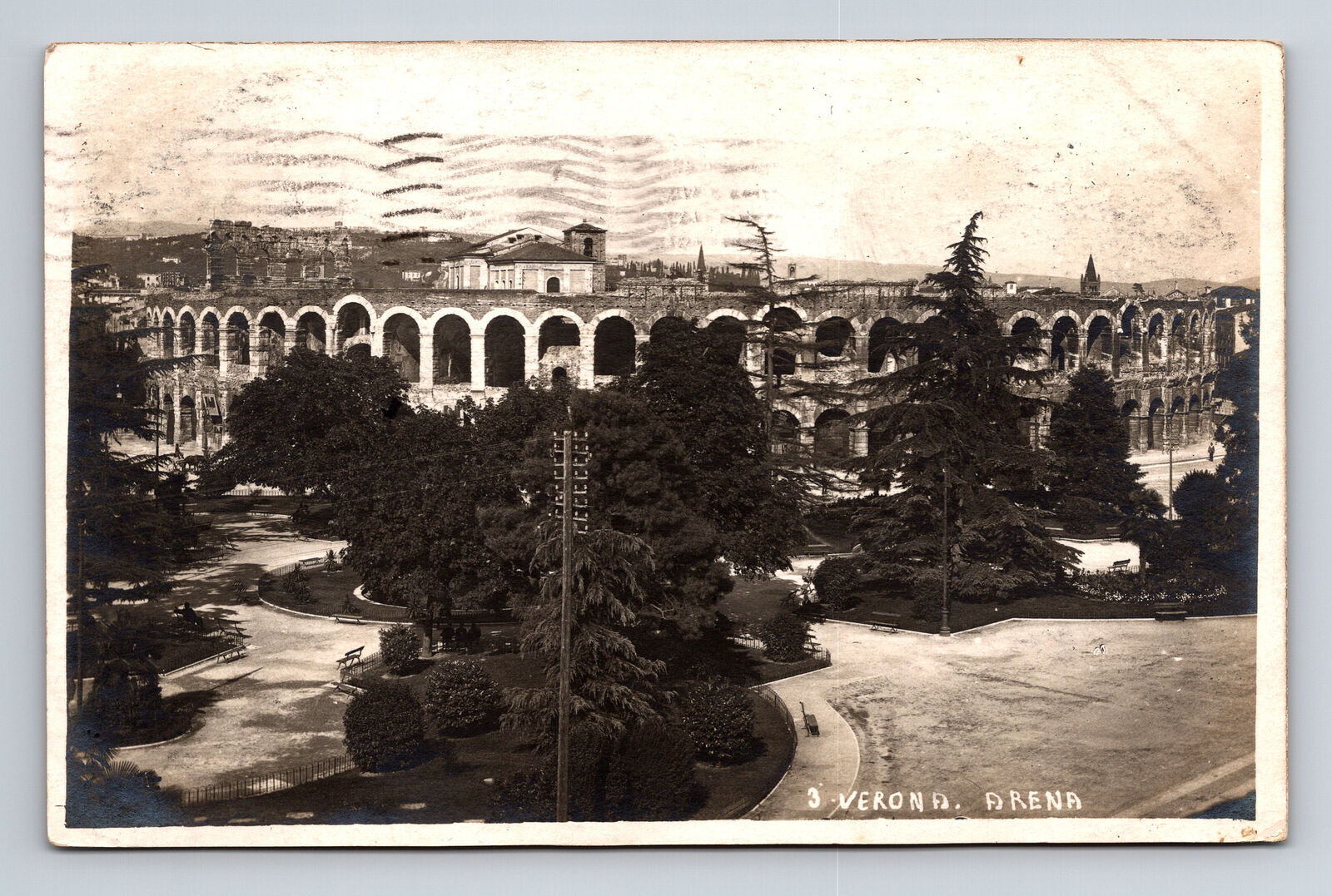 1921 RPPC Verona Arena Verona Italy Postcard