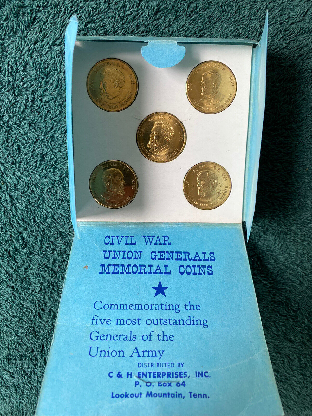 FIVE (5) VINTAGE CIVIL WAR UNION GENERALS MEMORIAL COINS~IN ORIGINAL PACKAGING
