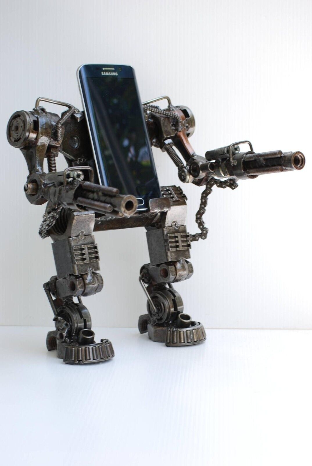 Robot phone holder Scrap metal model, Business card holder, Wow birthday gifts