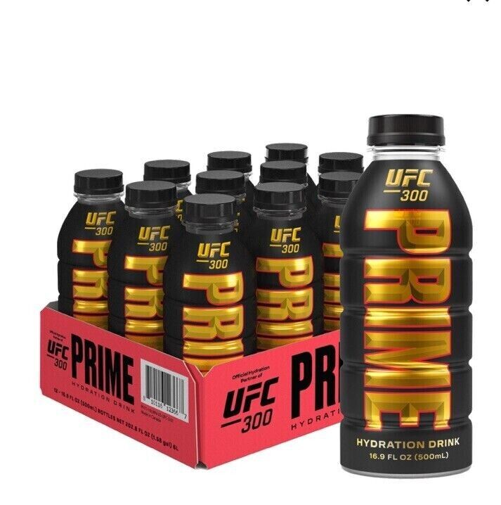 UFC 300 Prime Hydration Case Of 12 - 500ml Sealed Slab Limited Edition - In Hand