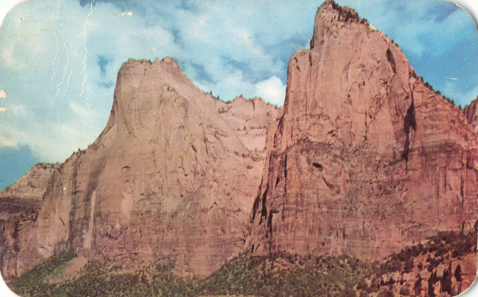 Zion National Park UT Utah, Court of Patriarchs Monolith, Vintage Postcard