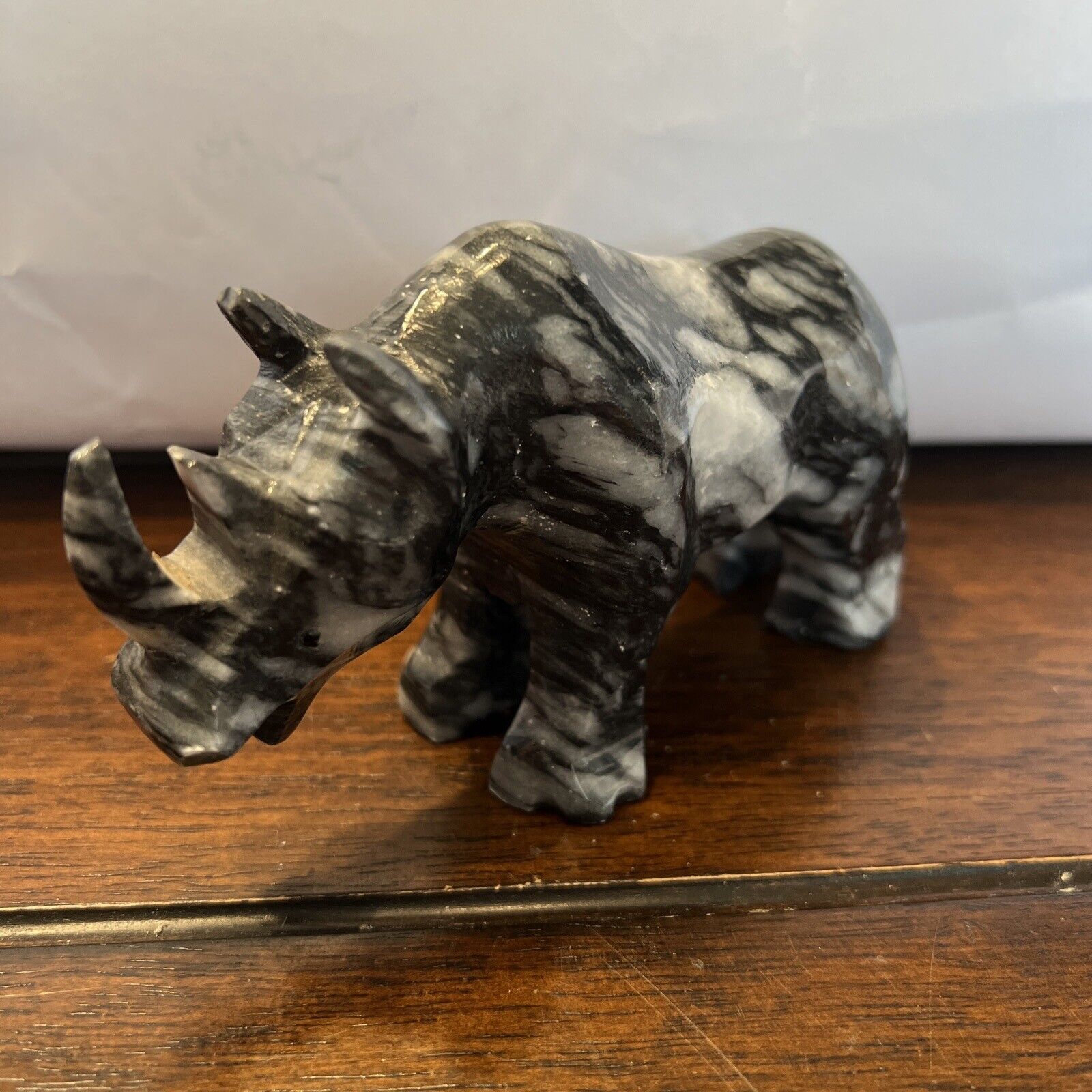 Carved Stone Rhinoceros, Beautiful Polished, Realistic Design