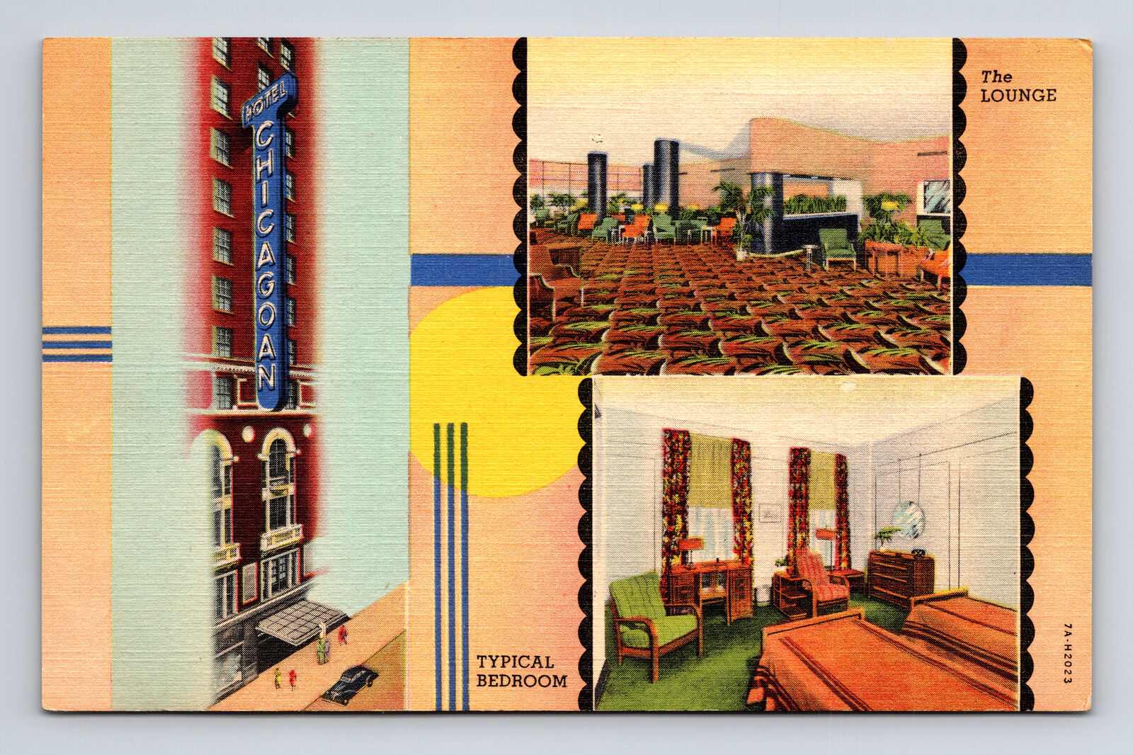 c1937 Hotel Chicagoan Multi View Chicago Illinois IL Roadside America Postcard