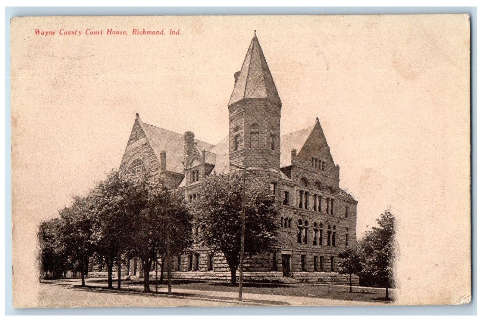 1907 Wayne County Court House Exterior Richmond Indiana IN Unposted Postcard