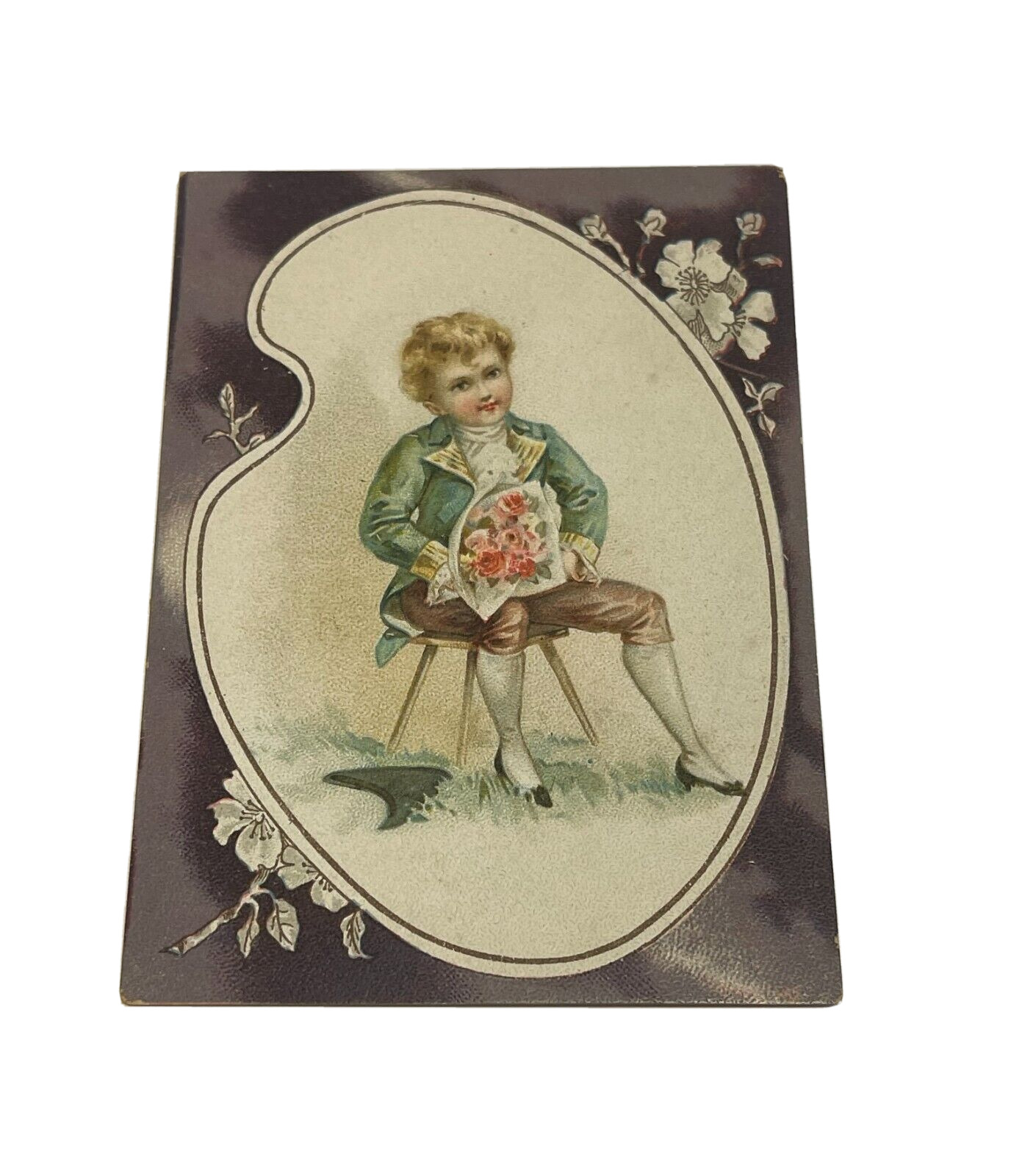 1890\'s Boy Sitting Holding Roses C. Manegold Milling Co. Milwaukee Wisconsin