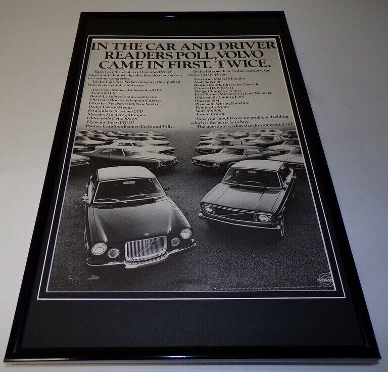 1971 Volvo 164 Framed 11x17 ORIGINAL Vintage Advertising Poster