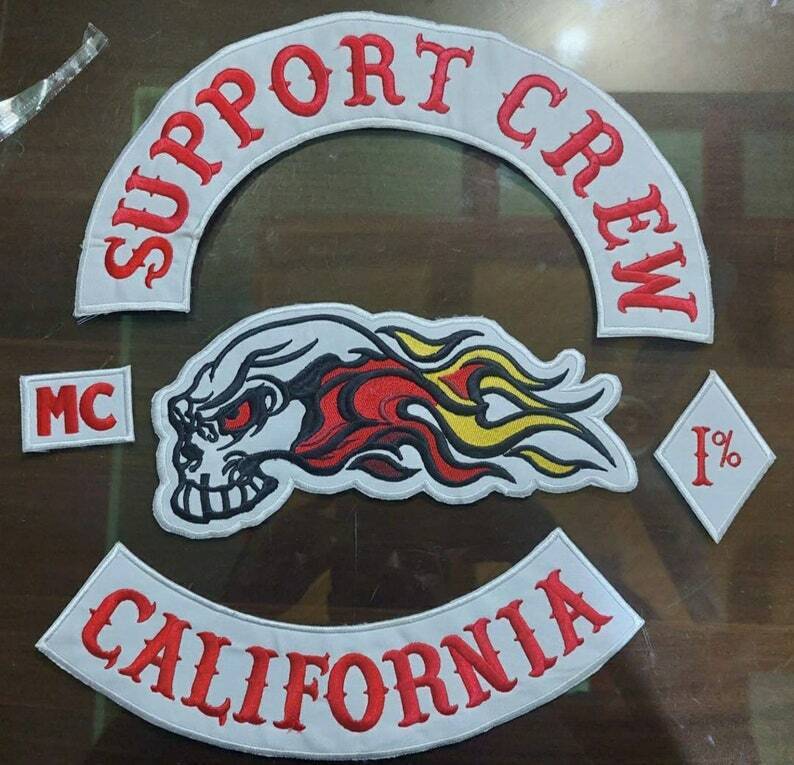 Support crew California mc 35cm iron on embroidered set