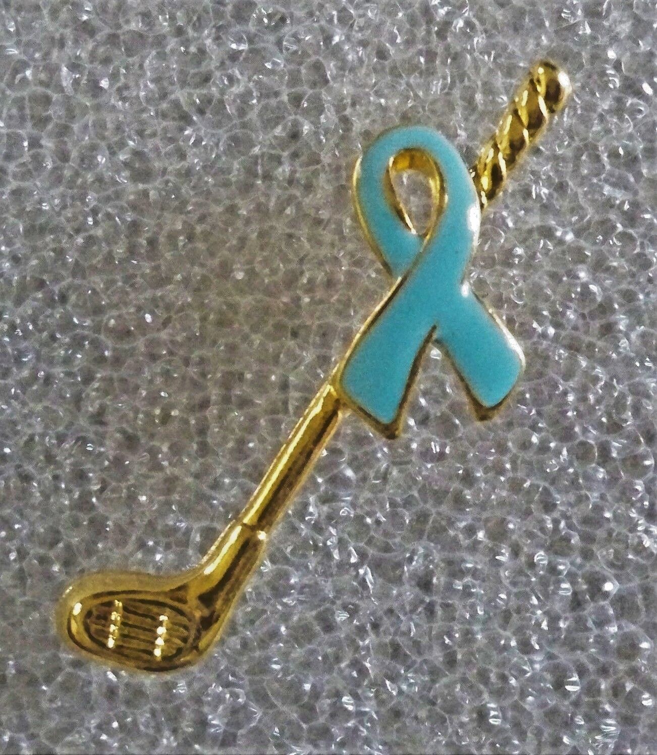 light blue ribbon golf club pin,prostate cancer awareness, made in the USA