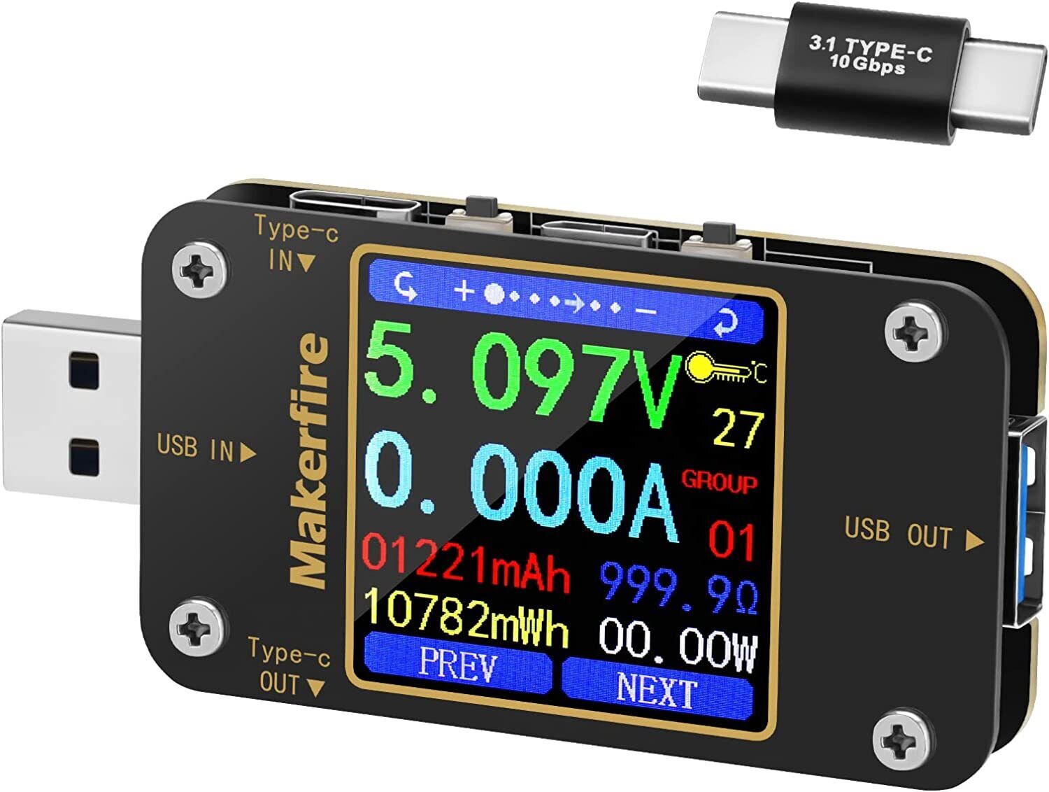 USB Type C Multimeter Current Meter Voltmeter Voltage Digital Tester Detector US