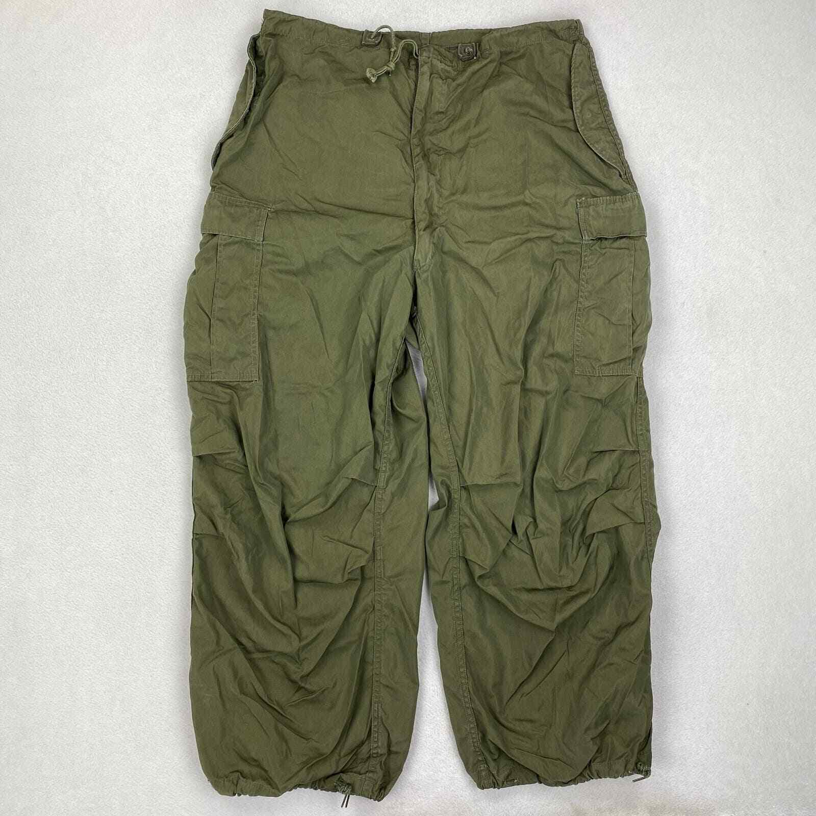 Vintage M-1951 Arctic Shell Trousers Pants Size Medium Long Green US Army Marine