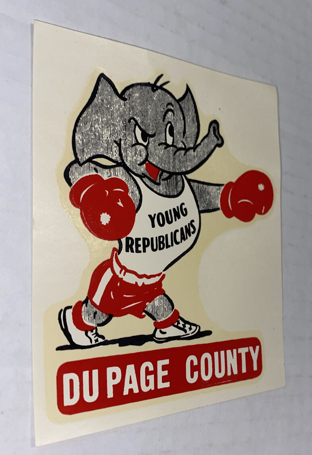 Young Republicans Boxing Elephant DuPage County Vintage Water Decal Anamorphic