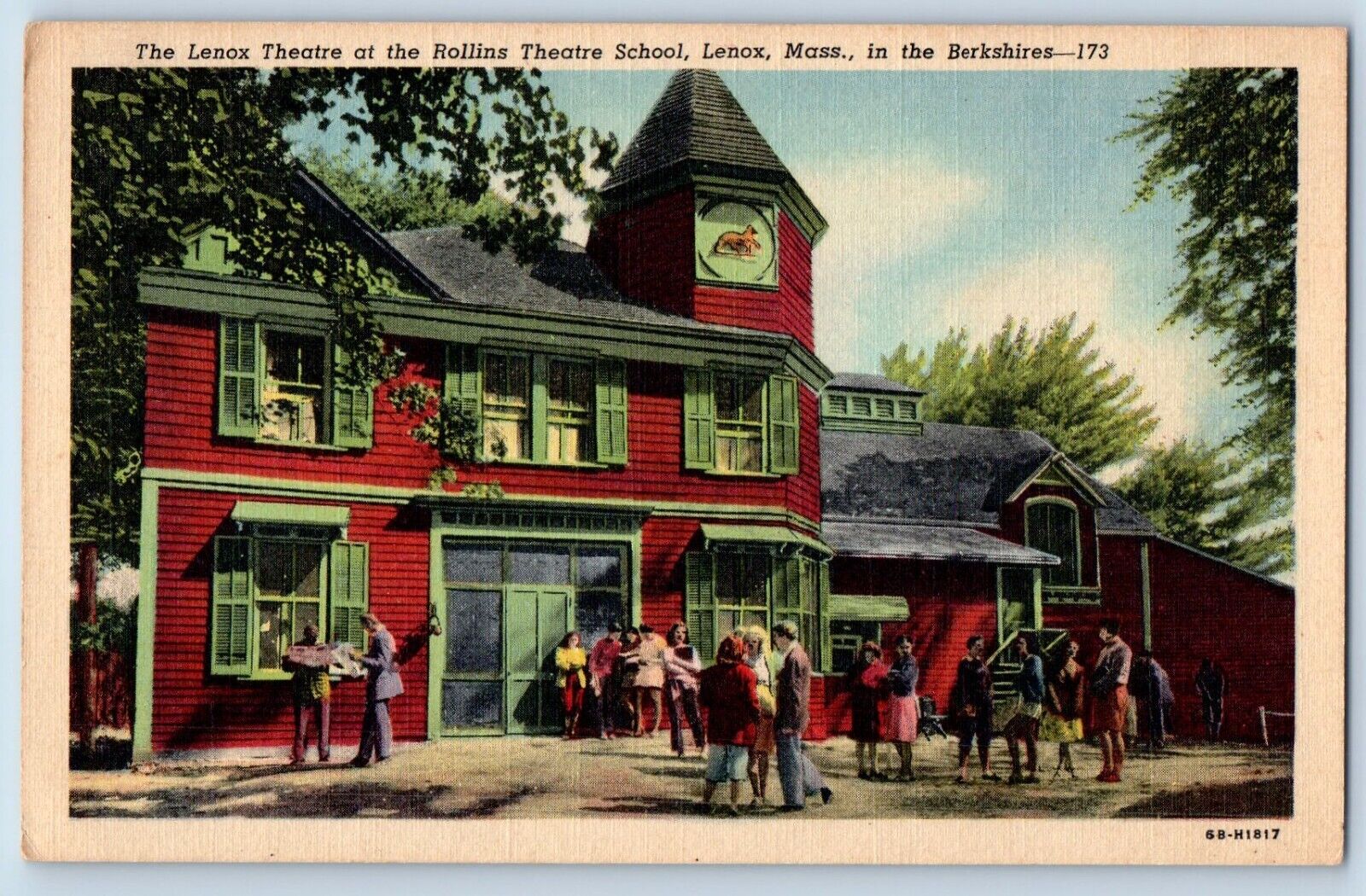 Lenox Massachusetts MA Postcard Lenox Theatre Rollins Theatre School 1940 Linen