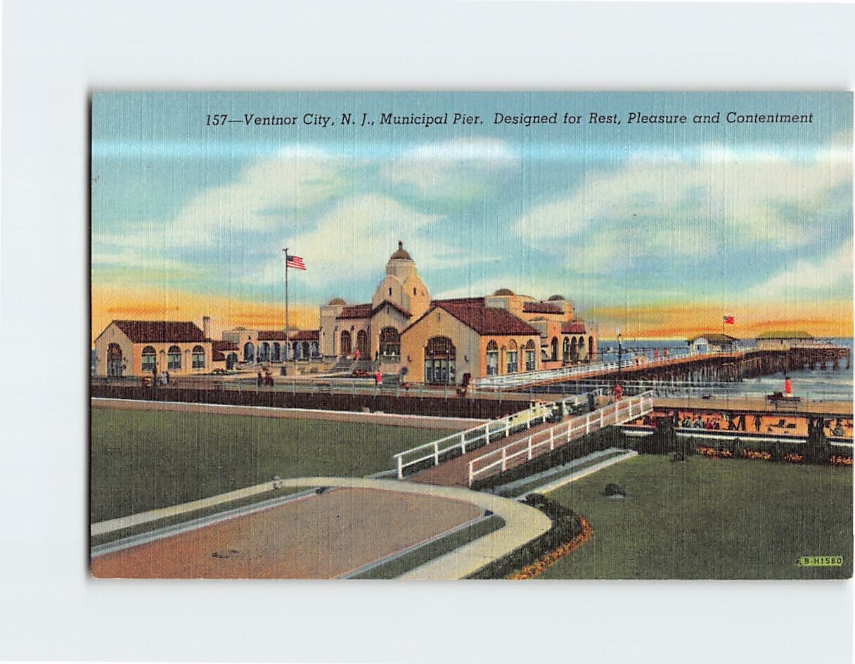 Postcard Municipal Pier Ventnor City New Jersey USA