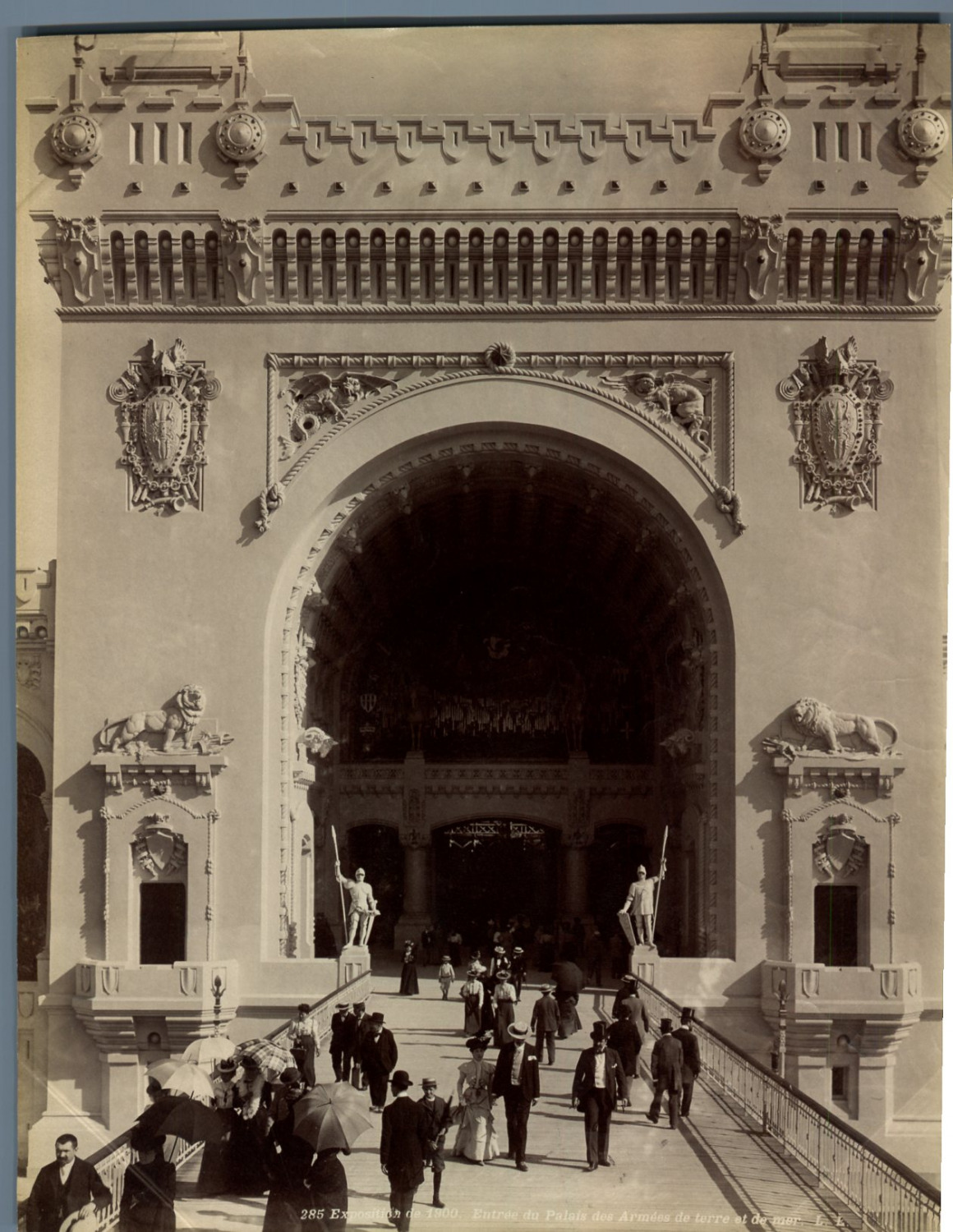 France, Paris, Entrance to the Palais des Armées de Terre et de Mer Vintage albumen p