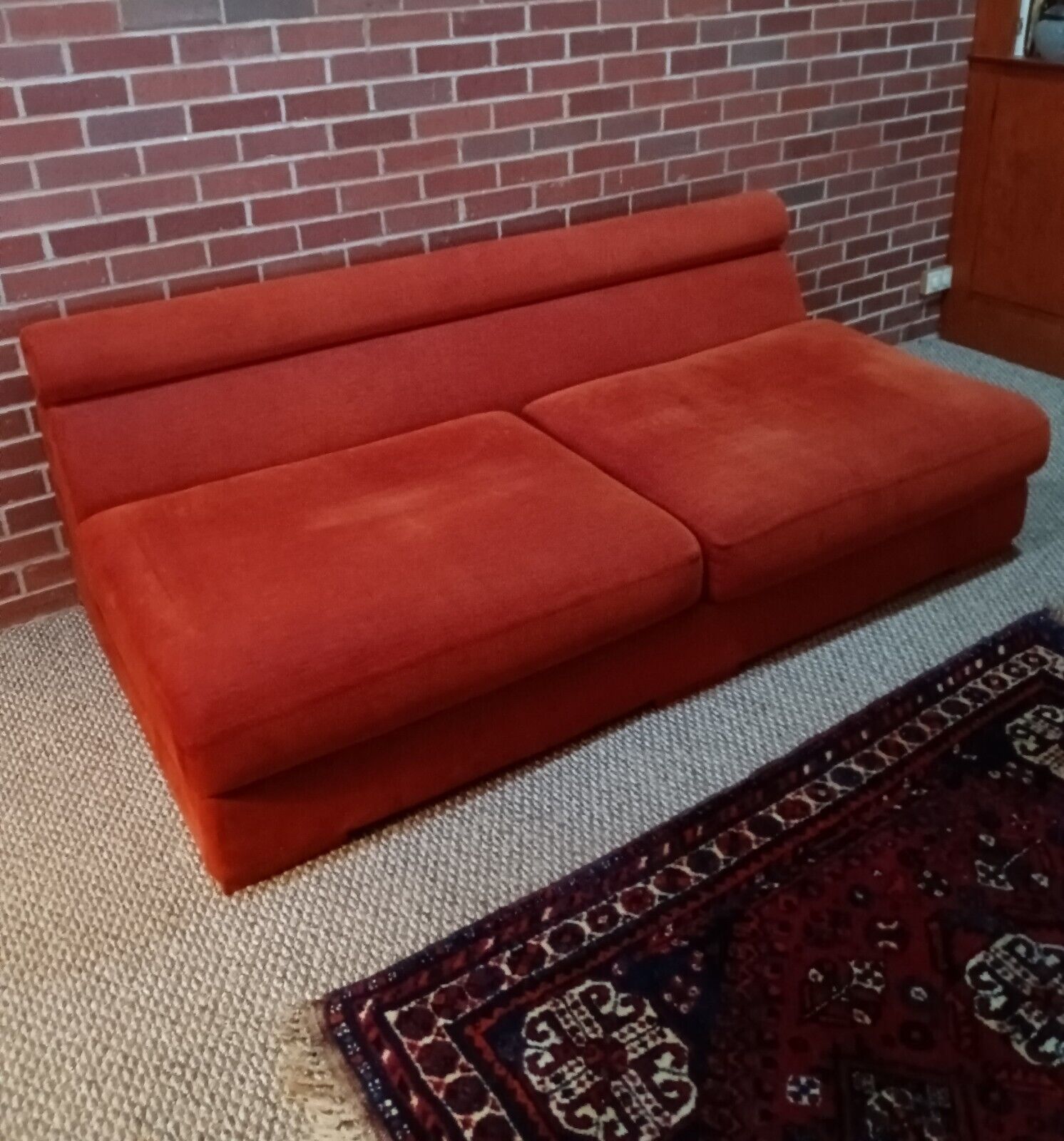 ROCHE BOBOIS Luxury Modular Mid Century Sofa Orange VINTAGE RETRO