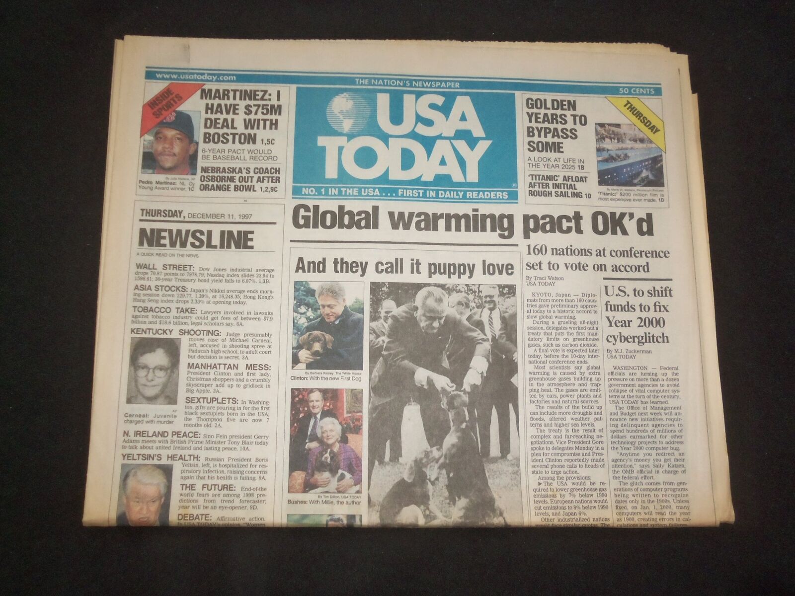1997 DECEMBER 11 USA TODAY NEWSPAPER - GLOBAL WARMING PACT OK'D - NP 7891