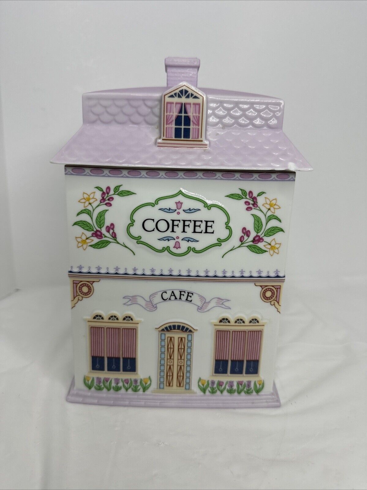 Lenox Spice Village Cafe Coffee Canister 1990 Flawed Lid