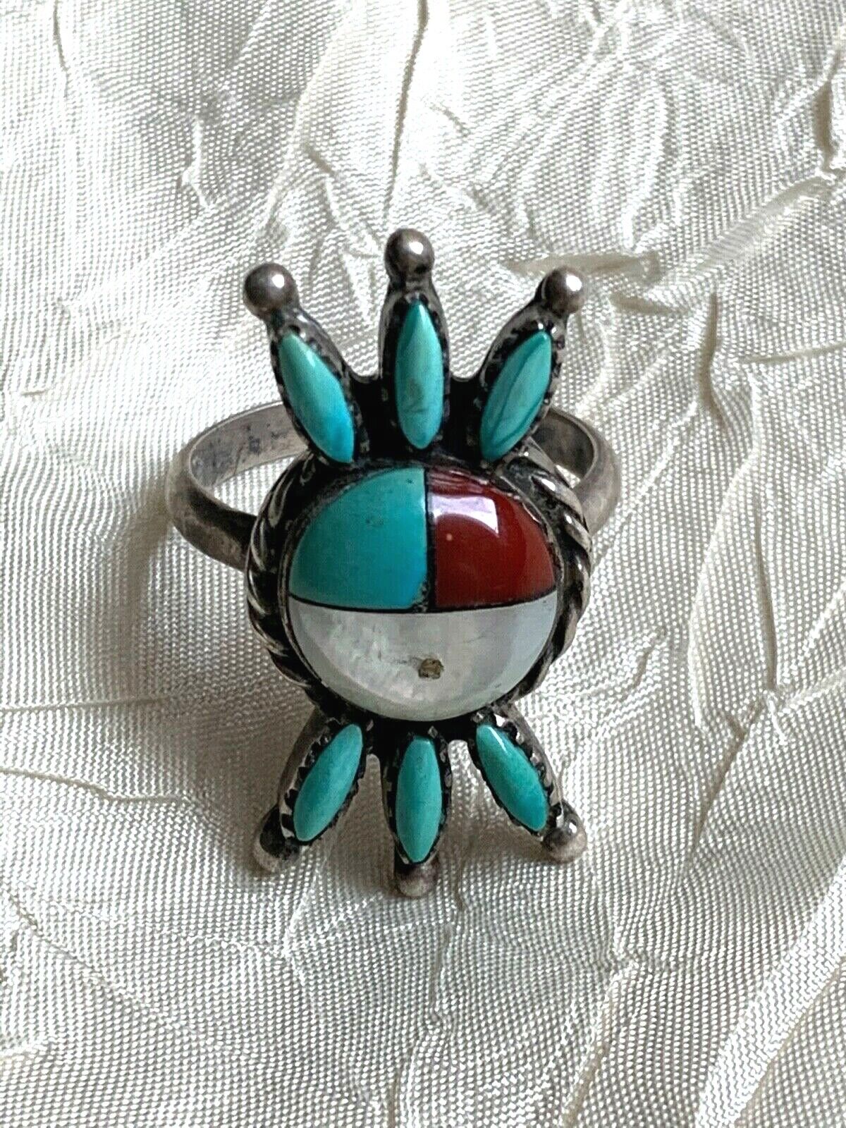 Vintage  Sterling Silver Ring 925,Turquoise, Signed, Hallmark Raincloud 