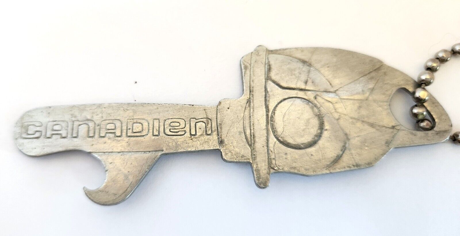 Vintage CANADIEN Chainsaw Bottle Opener Keychain
