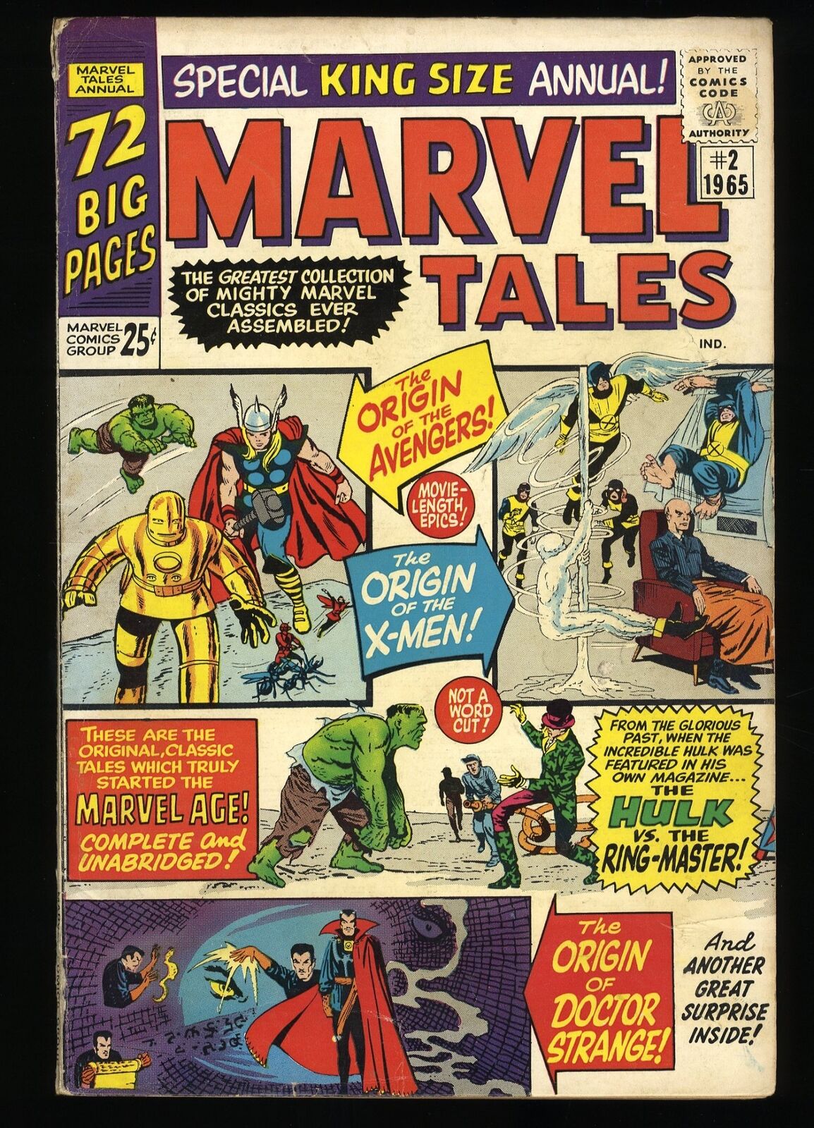 Marvel Tales #2 VG+ 4.5 Origin Avengers X-Men Dr. Strange Hulk Marvel 1965