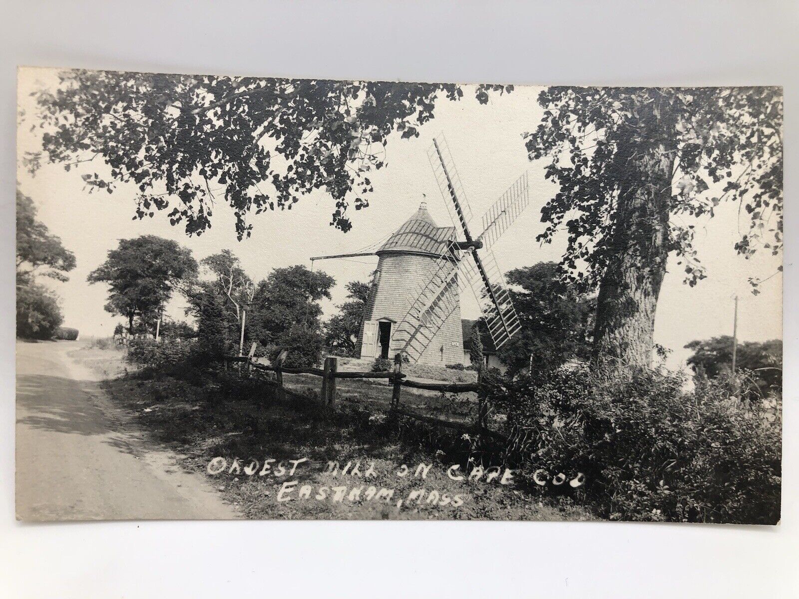 Postcard Oldest Windmill on Cape Cod Eastham Massachusetts Real Photo Unposted
